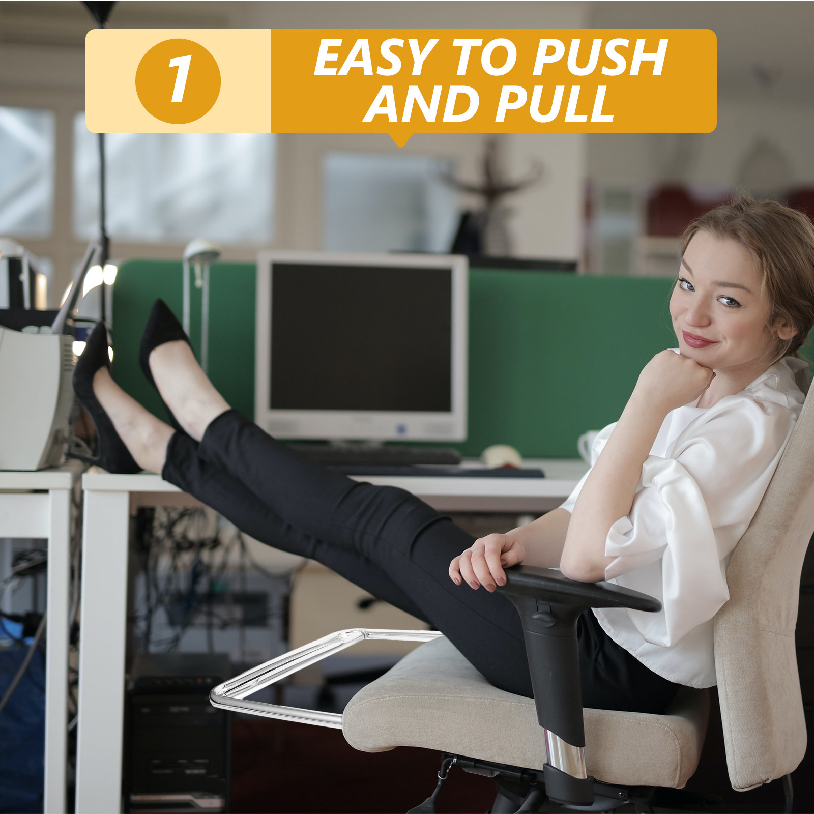 Footrest Under Desk - Poggiapiedi in acciaio inossidabile per scrivania,